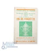 1952/53 FA of Ireland Cup final programme Cork Athletic v Evergreen Utd at Dalymount Park, 26