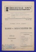 1946/47 Huddersfield Town v Manchester Utd Div. 1 match programme 29 March 1947; fair/good. (1)