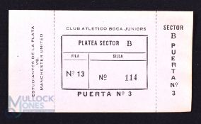 1968 Scarce match Ticket Estudiantes de la Plata v Manchester United issued by Club Atletico Bocca
