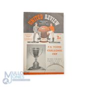 1954/55 FA Youth Cup final Manchester Utd v WBA 4 page issue 27 August 1955; coffee cup stain to