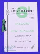 1954 VIP Ireland v New Zealand Rugby Programme: Nice green and black-ribboned 12pp issue for this