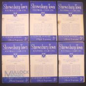 1951/52 Shrewsbury Town home match programmes to include Watford, Walsall, Crystal Palace, Millwall,