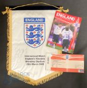 International Match Pennant signed by David Beckham England v Slovakia Wembley Stadium 28th March
