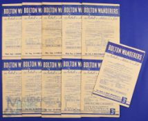1954/55 Bolton Wanderers home match programmes to include Charlton Athletic, Blackpool,