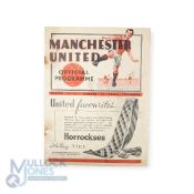 Pre-War 1937/1938 Manchester Utd v Bury Div. 2 match programme 7th May 1938; slight crease, heavy