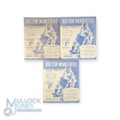 1947/48 Bolton Wanderers home match programmes v Aston Villa, Huddersfield Town, Sheffield Utd;