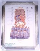 Manchester United Champions of Europe VE Day 25th Anniversary multi signed Football Print limited