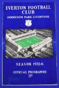 1955/56 Everton v Manchester Utd Div. 1 match programme Wednesday 14 September 1955 at Goodison Park