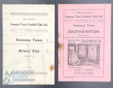 1946-47 Swansea Town v Bristol City Reserves 7th September 1946 football programme - centre folds