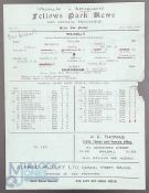 1943-44 Walsall v Birmingham (Football League North) single sheet 15th April 1944 football