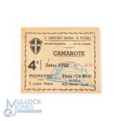 1950 World Cup Football ticket for the Brazil v Uruguay 1950 World Cup final played at the Maracana,