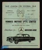 1966 East London City FC v Sir Stanley Matthews XI match programme 7 June 1966 in South Africa; 16