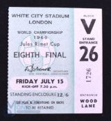 1966 World Cup 1/8 final Match Ticket Uruguay v France at the White City Stadium, Wood Lane,