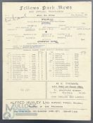 1943-44 Walsall v Coventry City (Football League North) single sheet 11th December 1943 football