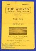 1945/46 Wolverhampton Wanderers v Chelsea football league (south) 4 page programme 29 September