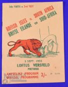 Scarce 1955 British and Irish Lions 3rd Test Rugby Programme: The issue from the Lions' narrow win