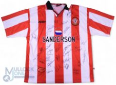 1997/98 Southampton FC Multi-Signed home football shirt in red and white, Pony/Sanderson, size