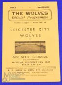 1945/46 Wolverhampton Wanderers v Leicester City war time football league (south) match programme 24