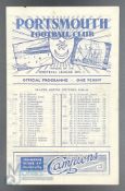 1945-46 Portsmouth v Swansea Town 29th August 1945 football programme, having light vertical