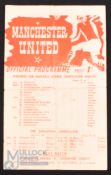 War time 1944/45 Manchester Utd v Everton programme no. 1 War League North, single sheet, slight