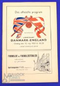 1957 Denmark v England international match programme 15 May 1957 in Copenhagen, good. (1)
