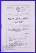 Rare 1935 Llanelli v New Zealand Rugby Programme: Much sought-after, the Scarlets beaten 16-8 by
