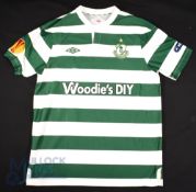 2010/11 Stephen Rice No 6 Shamrock Rovers match worn home football shirt v Tottenham Hotspur 15