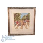 George Best Beatles Signed Football Print: limited edition Beckett Studio Manchester Print. El