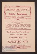 1945/46 Chelmsford City v Guildford City Southern League Cup match programme, 4 pages; good. (1)