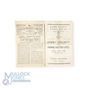 1946/47 Manchester Utd away match programmes v Derby County 15 March 1947, Arsenal 1st February