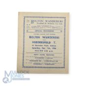 1946/47 Bolton Wanderers v Huddersfield Town Div. 1 match programme 7 December 1946; score noted,
