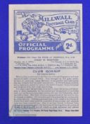 1948/49 Millwall v Celtic friendly match programme at The Den 28 April 1949; 4 pager, team changes