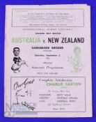1955 NZ v Australia Rugby Programme: 2nd Test at Dunedin, 03/09/55, worn and taped but entire and