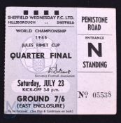 1966 World Cup quarter final Match Ticket West Germany v Uruguay 23 July 1966 at Sheffield