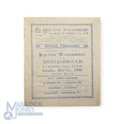 1946/47 Bolton Wanderers v Middlesbrough Div. 1 match programme 12 October 1946; fair. (1)