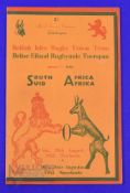 Scarce 1955 British and Irish Lions 2nd Test Rugby Programme: From the defeat by the Springboks at
