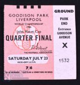 1966 World Cup quarter final Match Ticket Portugal v North Korea 23 July 1966 at Everton; famous 5-3