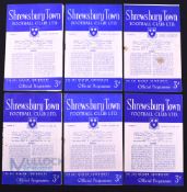1952/53 Selection of Shrewsbury Town home match programmes v Newport County, Bristol City,