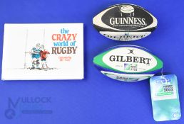 RWC 1999/2003 Miniature Rugby Balls/Rugby Cartoon Book (3): Two 6