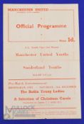 1955/56 Manchester Utd Youth v Sunderland Youth FAYC 3rd round 14 December 1955, single sheet; fold,