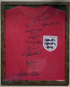 Replica 1966 England Shirt autographed by 10 players - Gordon Banks, George Cohen, Ray Wilson, Nobby