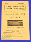 1945/46 Wolverhampton Wanderers v Lovell's Athletic FAC 2nd leg 9 January 1946 4 page programme;