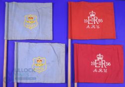 Rare 1955 and 1956 Touch Flags, Services Rugby at Twickenham (4): Great set, wooden sticks 2'3