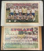 2 Autographed England Team prints taken from Shoot Magazine signed by 31 players and 11 players to