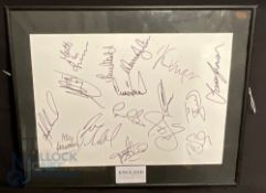 Autographed Sheet England Team from the Abandoned International game at Lansdowne Road 15th February