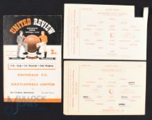 1958/59 At Old Trafford: Rochdale v Hartlepools Utd FAC 1st round, 2nd replay 4 page (fair);