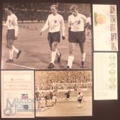 Autographed items to include b&w photo of Martin Peters scoring goal no. 2 in the 1966 World Cup