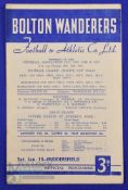 1954/55 POSTPONED Bolton Wanderers v Huddersfield Town Div. 1 match programme 15 January 1955;