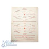 1955/56 Manchester Utd Public Trial Match single sheet programme featuring 1st team trial 3pm Reds v