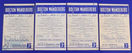 1955/56 Bolton Wanderers home match programmes to include Huddersfield Town (FAC 7 January 1956),
